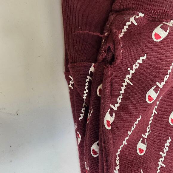 Champion Print Burgundy Tapered Sweats, Mens, XL - Picture 5 of 9